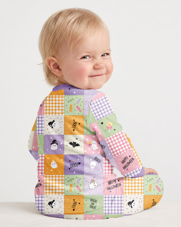 Cute Halloween Patchwork Bamboo Two Piece Long Sleeve Pajama Set