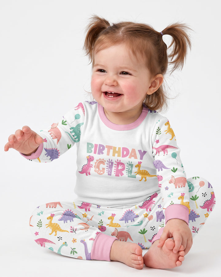 Personalized Dinosaur Birthday Bamboo Two Piece Long Sleeve Pajama Set