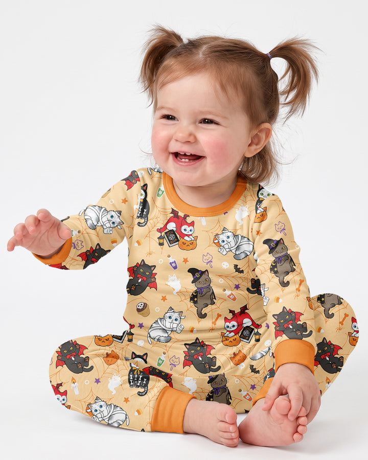Spooky Kittie Bamboo Two Piece Long Sleeve Pajama Set