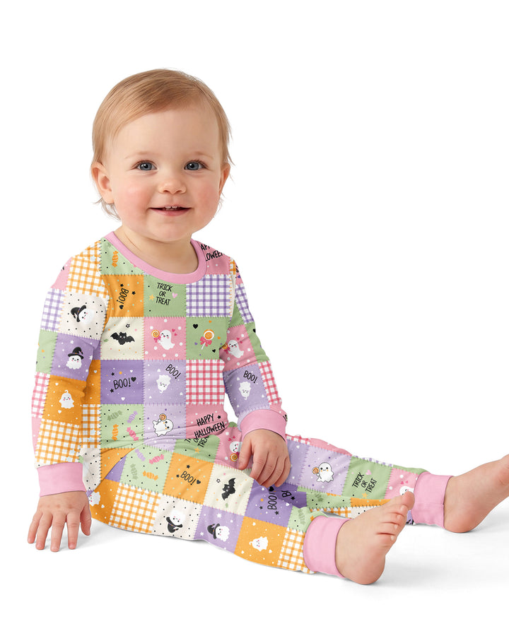 Cute Halloween Patchwork Bamboo Two Piece Long Sleeve Pajama Set