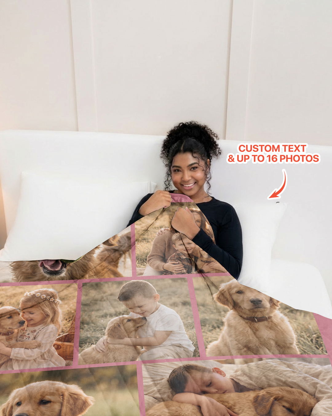 Custom Pet Photo Collage Bamboo Quilt Blanket