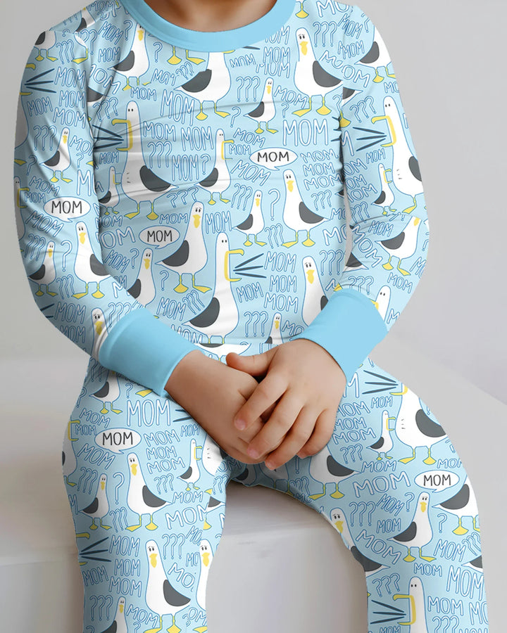Funny Seagull MOM Two Piece Long Sleeve Pajama Set