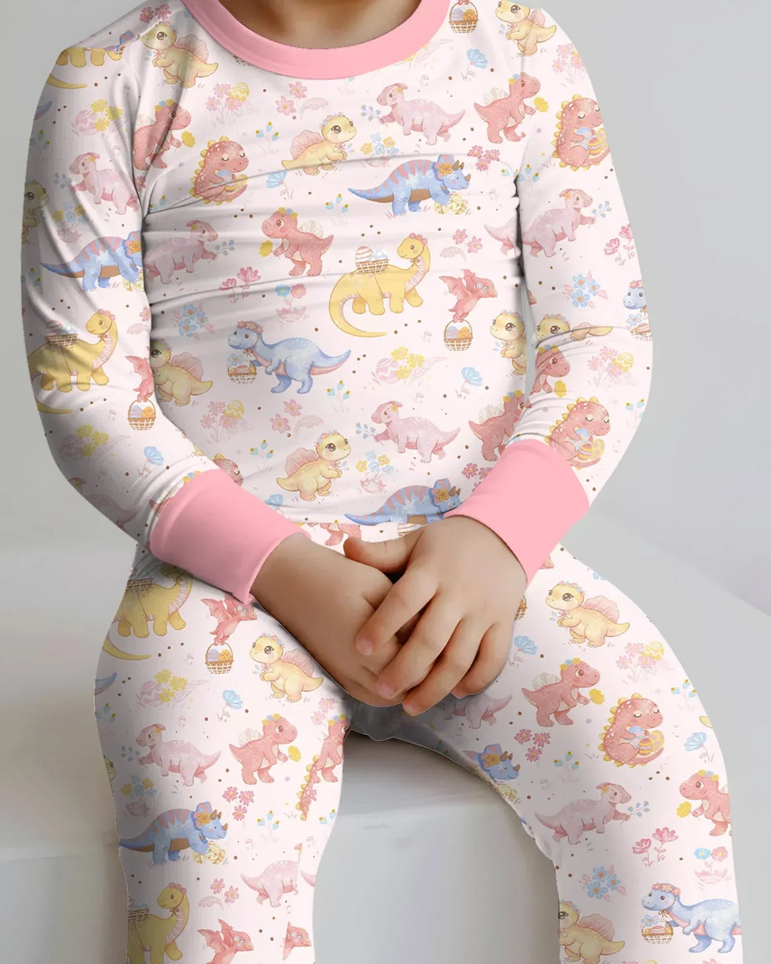 Dino Easter Bamboo Two Piece Long Sleeve Pajama Set