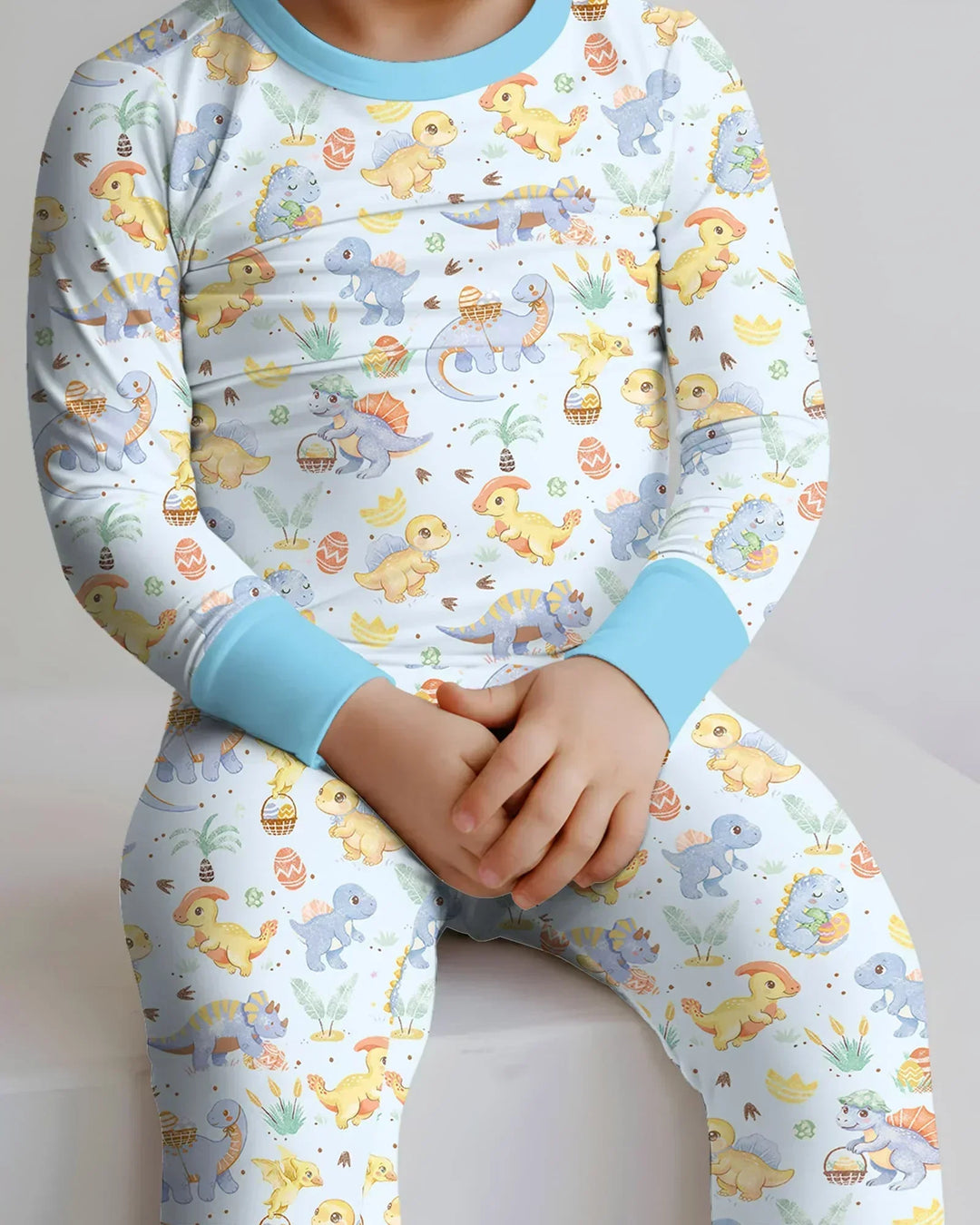 Dino Easter Bamboo Two Piece Long Sleeve Pajama Set