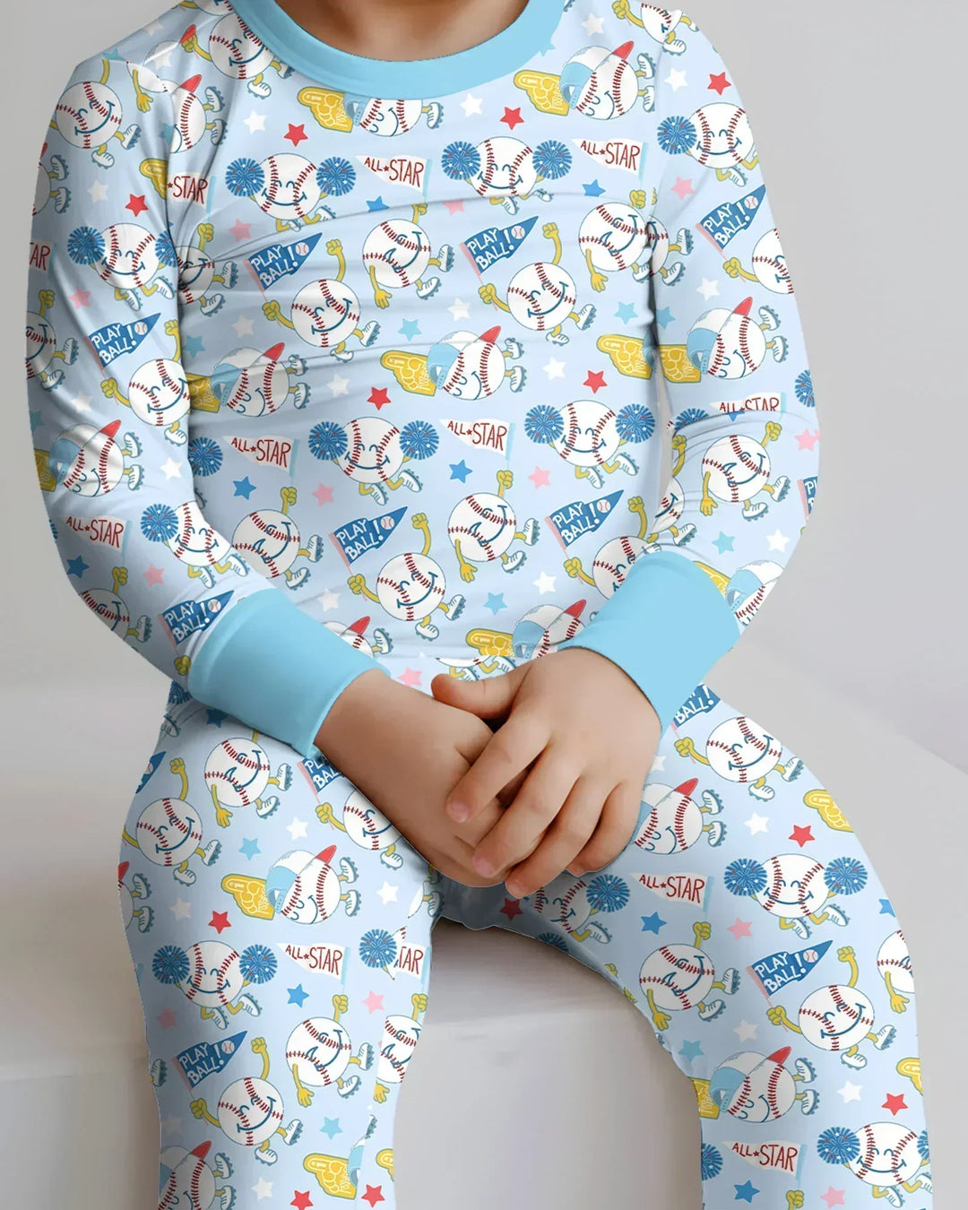 Baseball Crew Bamboo Two Piece Long Sleeve Pajama Set