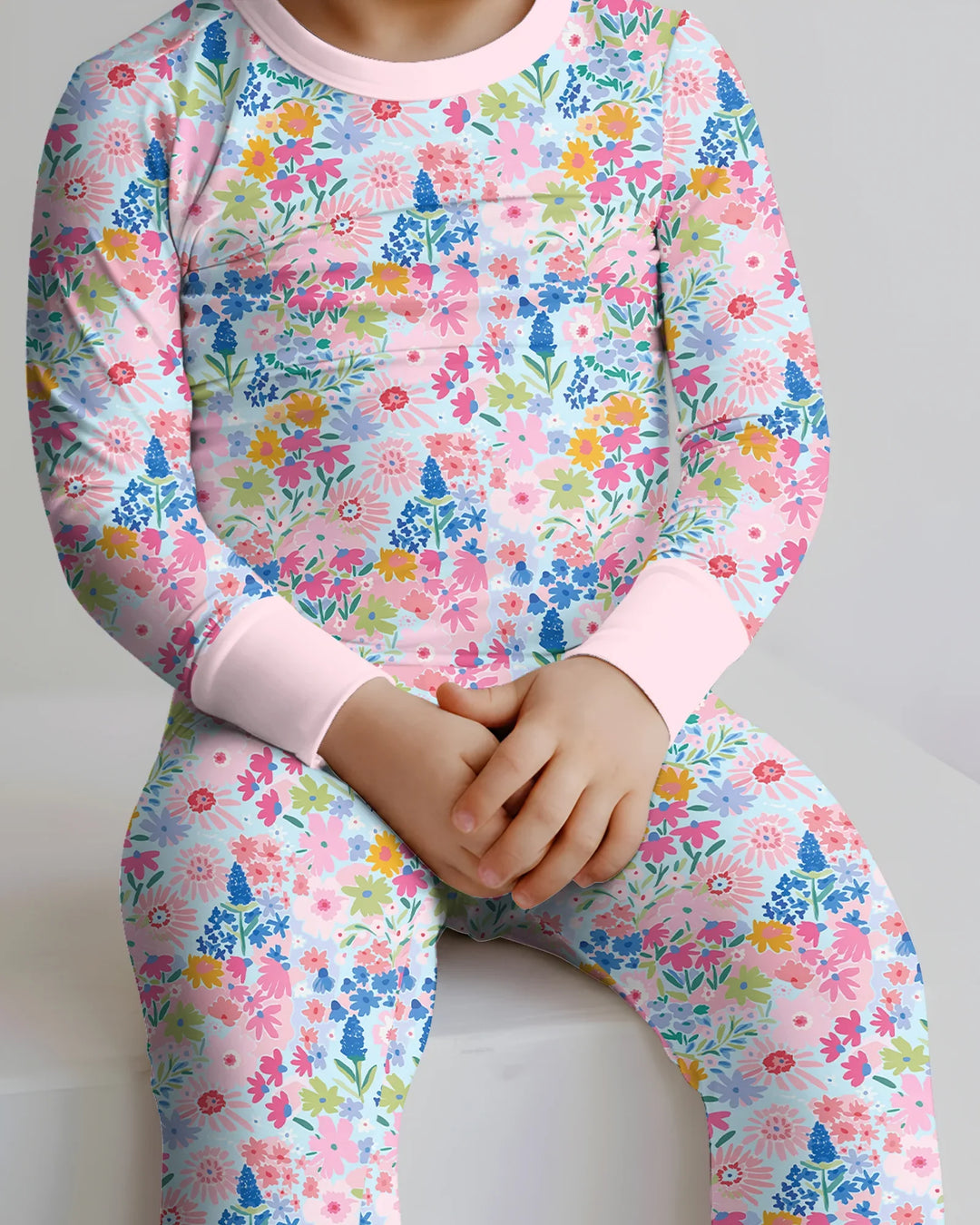 Little Flower Garden Matching Bamboo Two Piece Long Sleeve Pajama Set