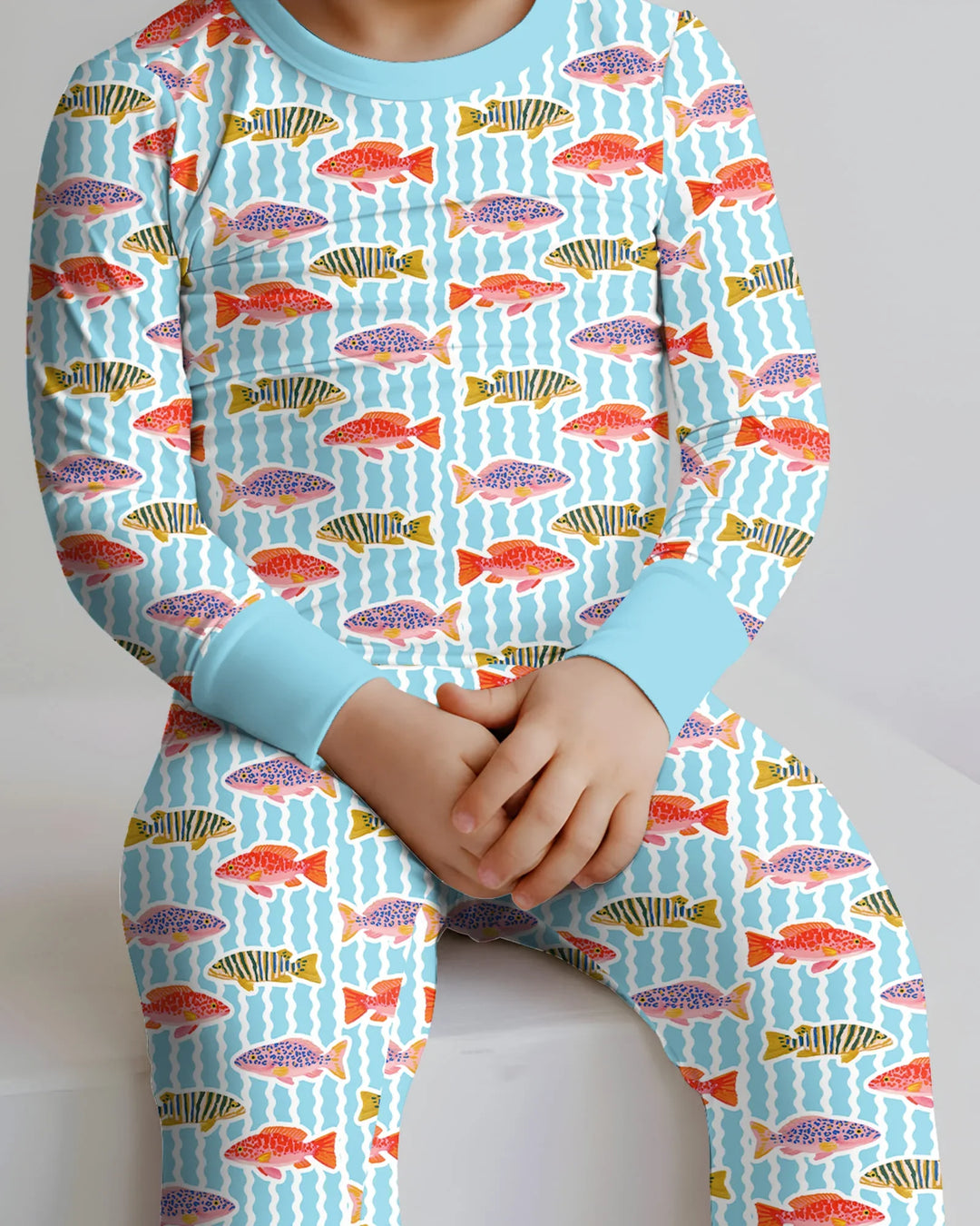 Preppy Fish Crew Bamboo Two Piece Long Sleeve Pajama Set