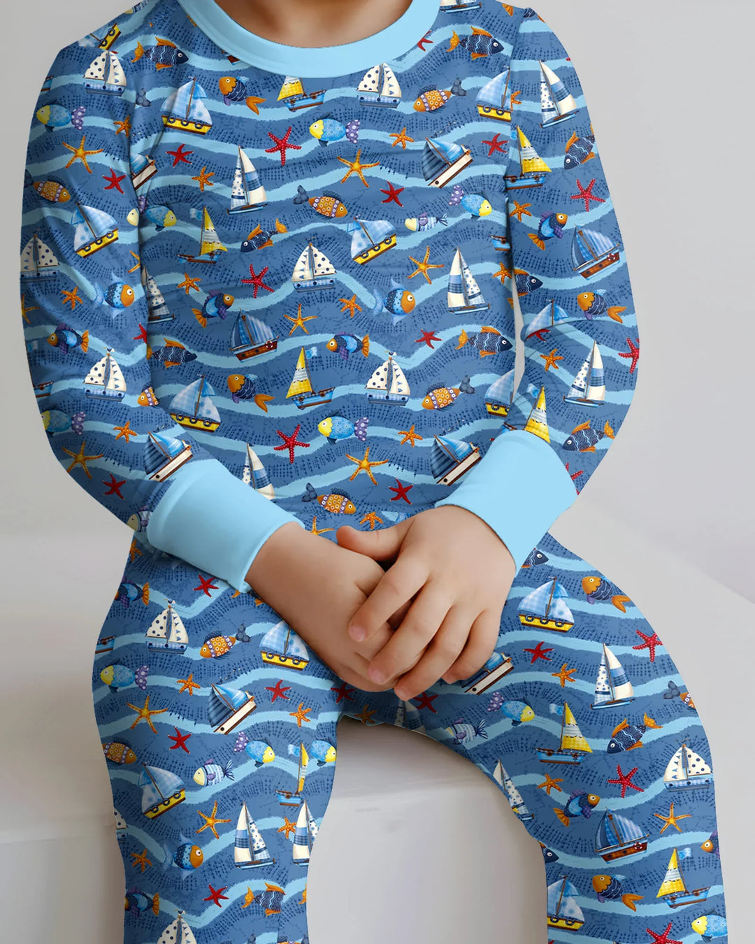 Blue Sail La Vie Family Matching Bamboo Two Piece Long Sleeve Pajama Set