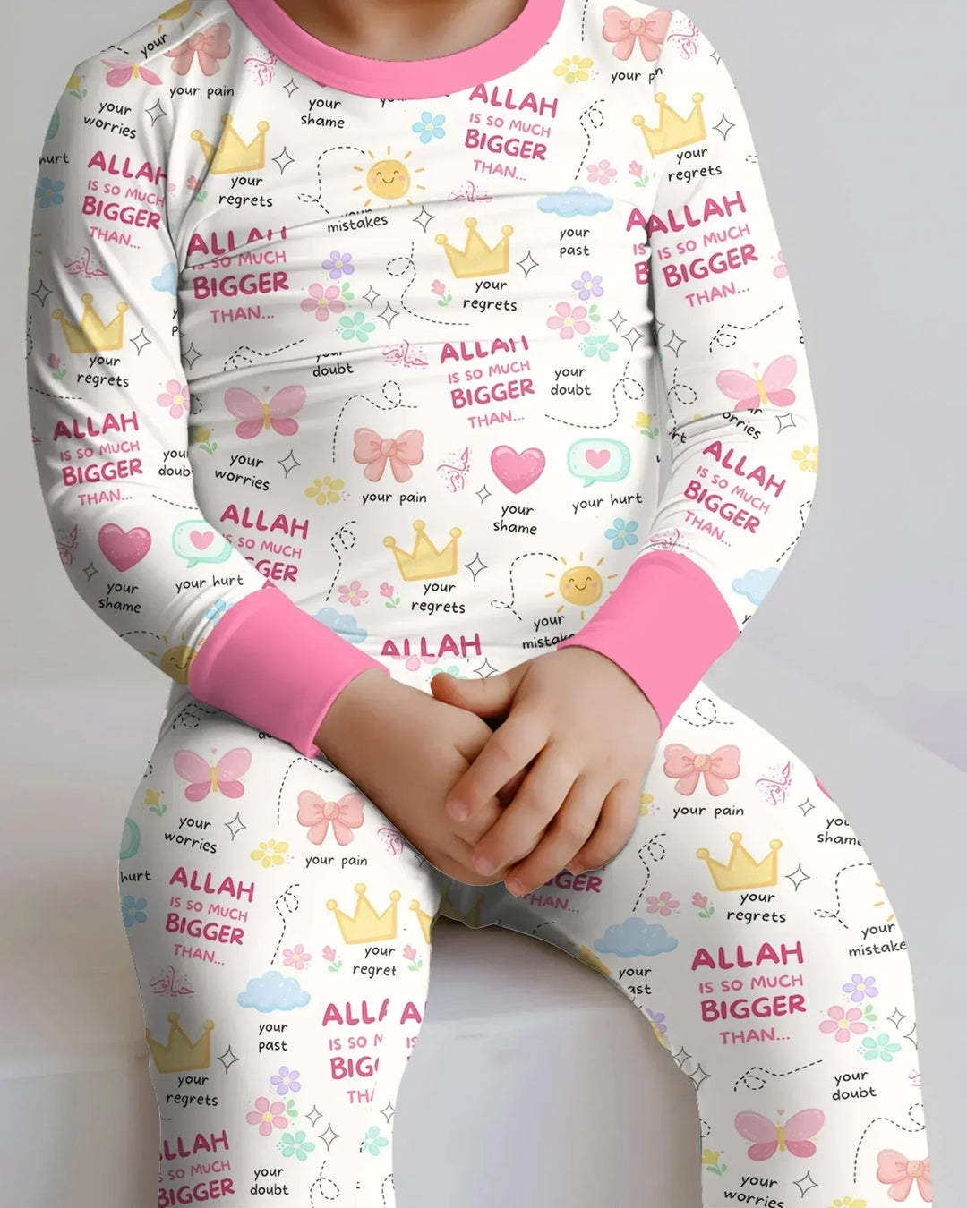 "Allah Is So Much Bigger Than..." Family Matching Bamboo Two Piece Long Sleeve Pajama Set