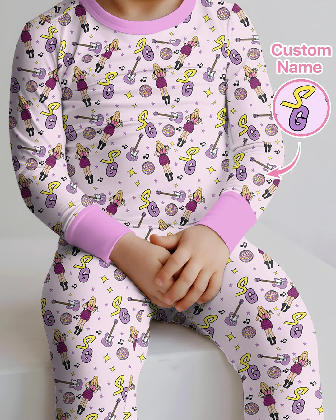 Custom Name Mini Rockstar Two Piece Long Sleeve Pajama Set