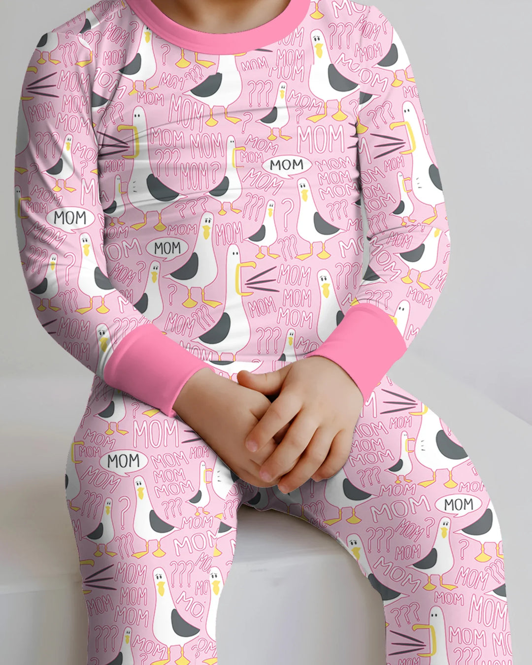 Funny Seagull MOM Two Piece Long Sleeve Pajama Set