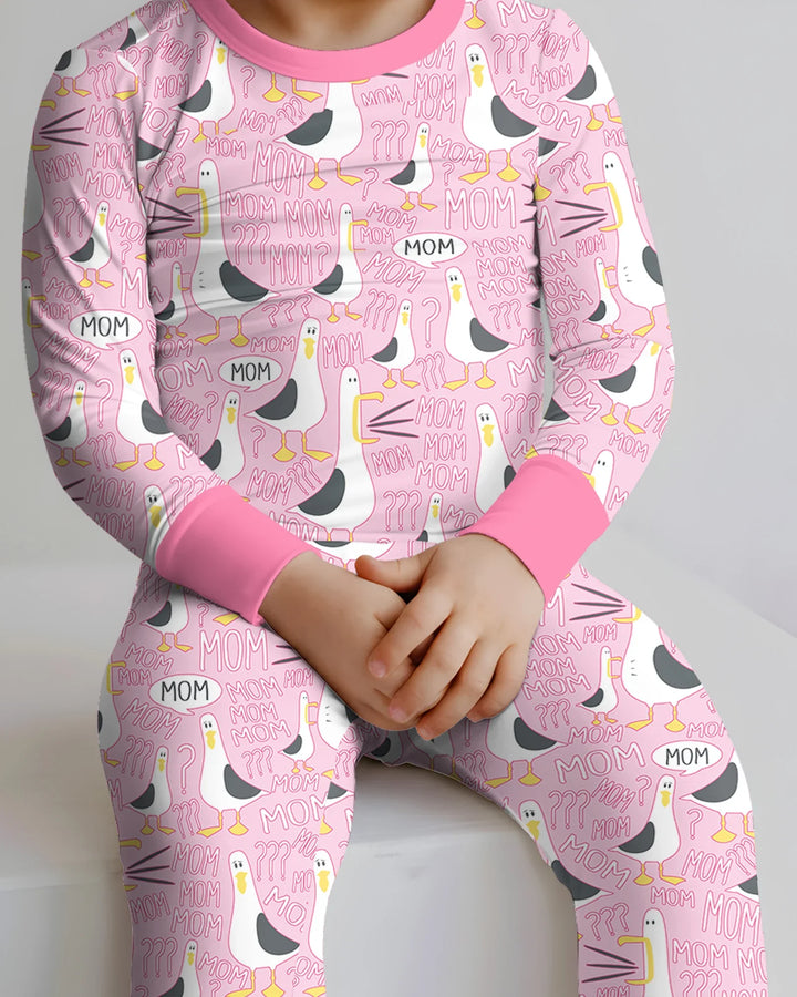 Funny Seagull MOM Two Piece Long Sleeve Pajama Set