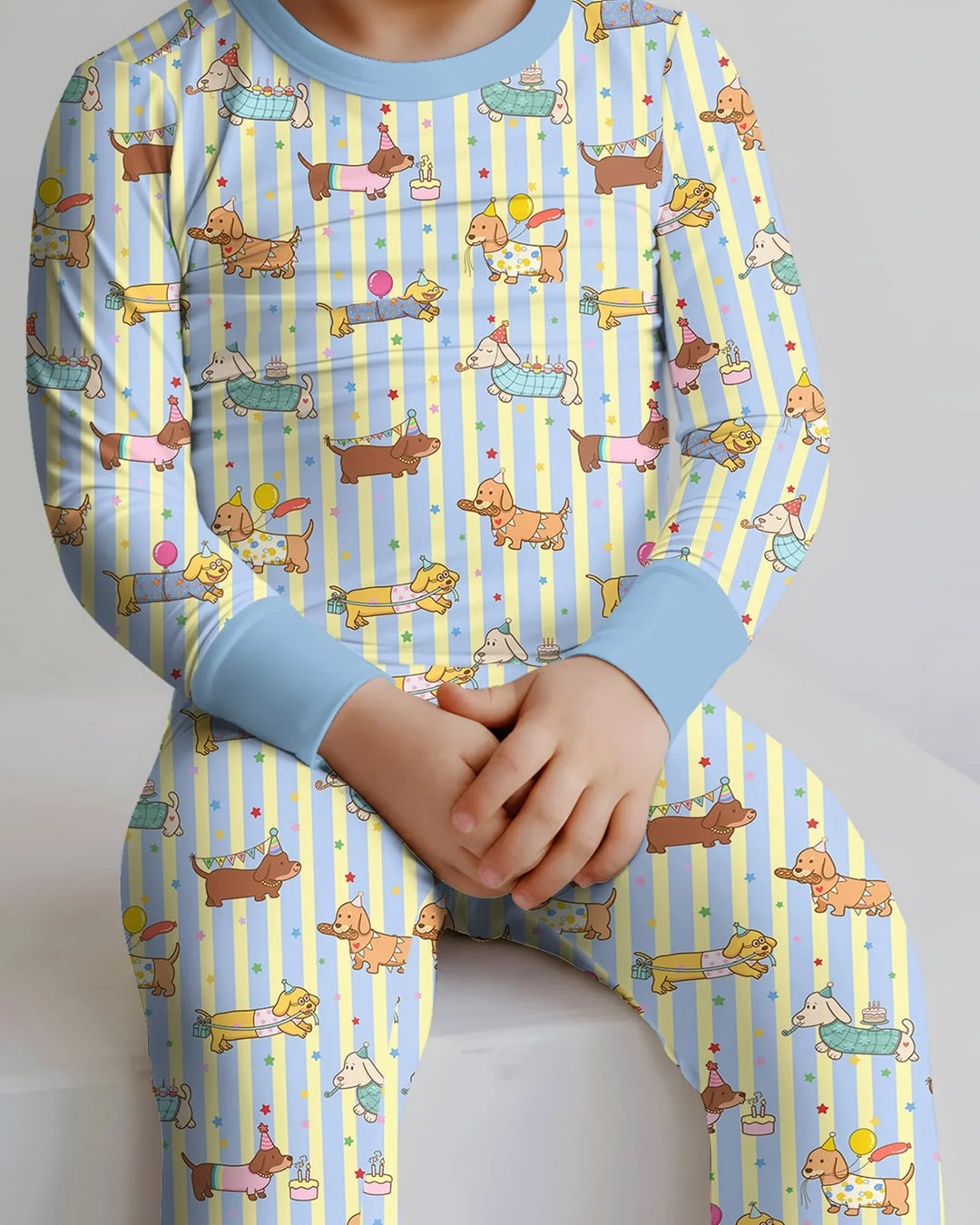 Custom Name Birthday Dachshund Bamboo Two Piece Long Sleeve Pajama Set