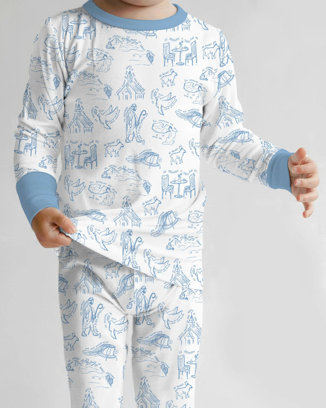 Psalm 23 Sketch Bamboo Two Piece Long Sleeve Pajama Set