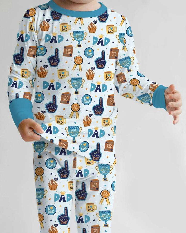 World's Best Dad Bamboo Two Piece Long Sleeve Pajama Set