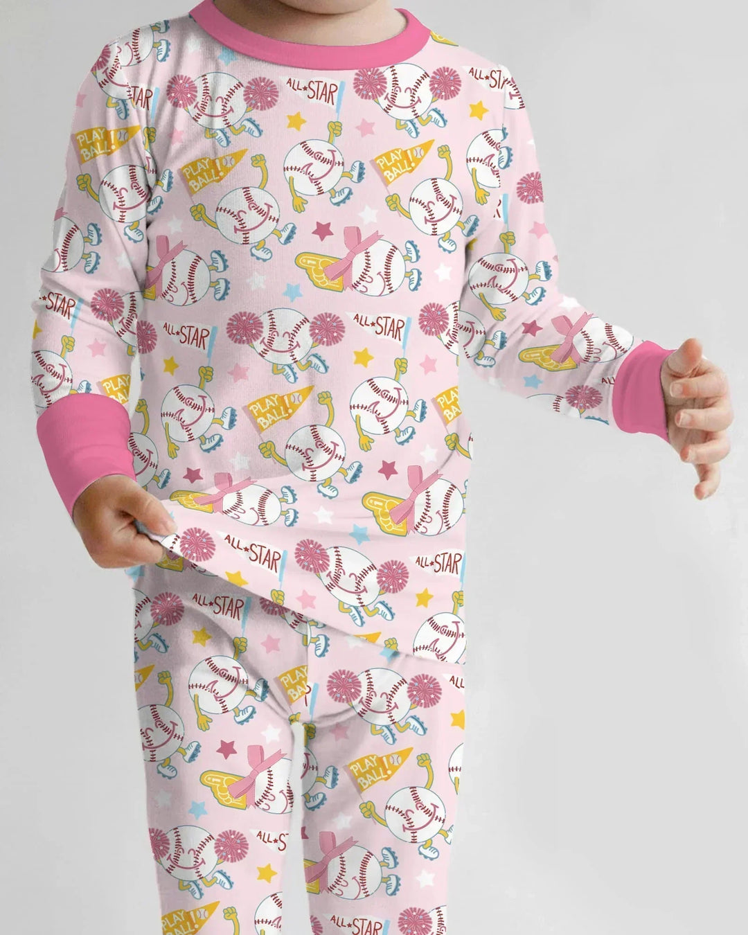 Baseball Crew Bamboo Two Piece Long Sleeve Pajama Set