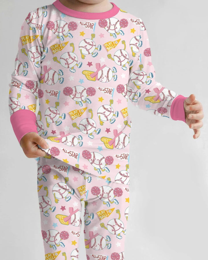 Baseball Crew Bamboo Two Piece Long Sleeve Pajama Set