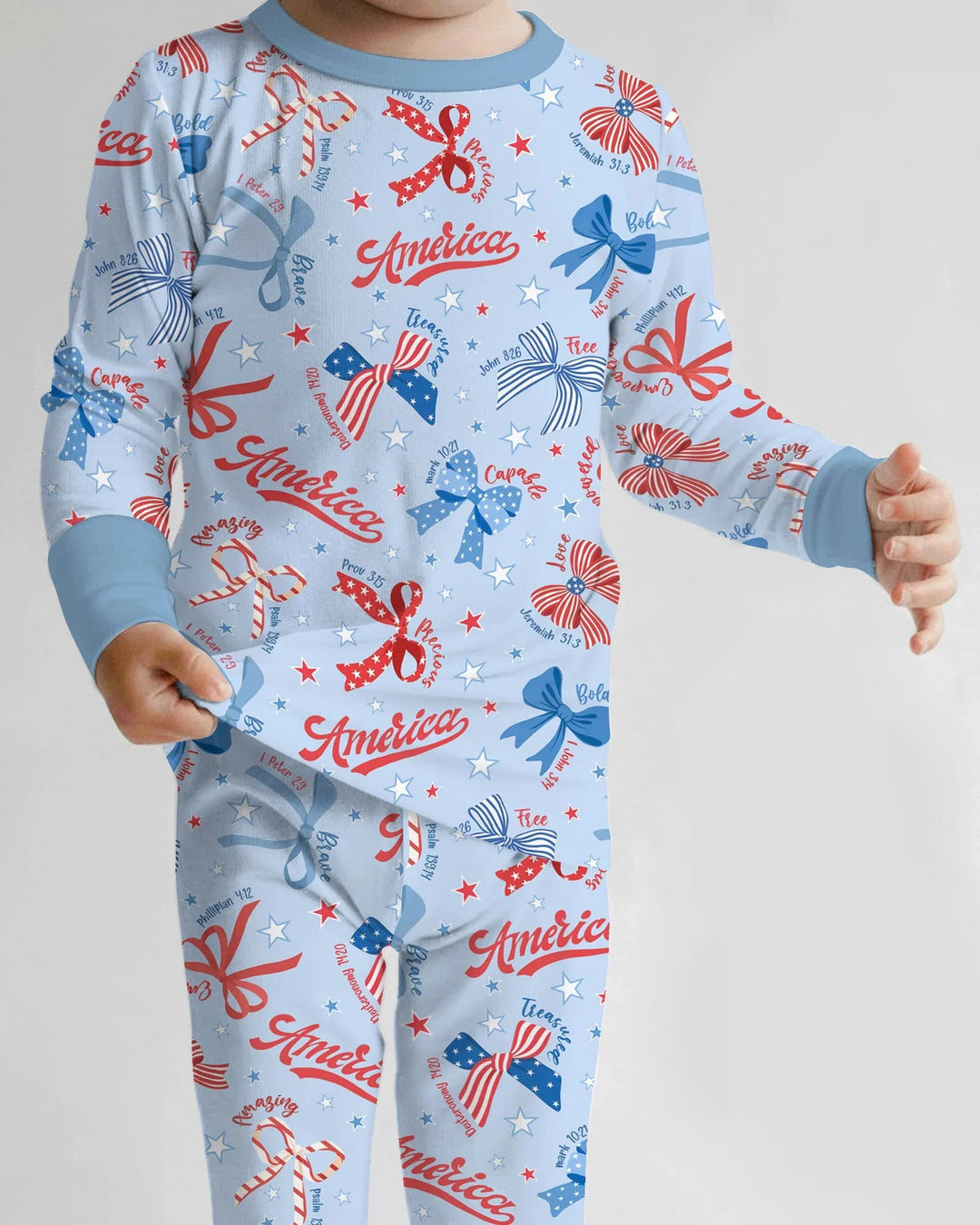 Girly Patriotic Bamboo Two Piece Long Sleeve Pajama Set