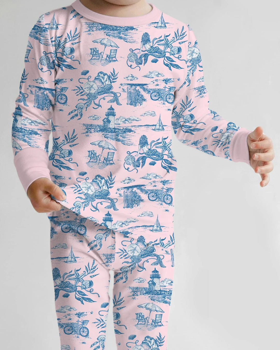 Summer Toile Bamboo Two Piece Long Sleeve Pajama Set