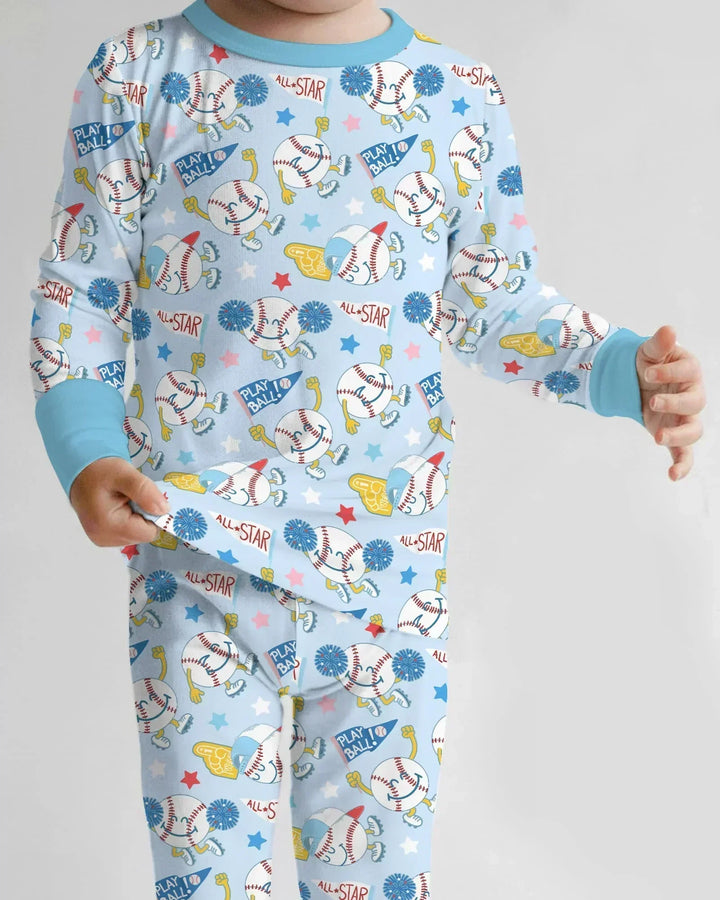 Baseball Crew Bamboo Two Piece Long Sleeve Pajama Set