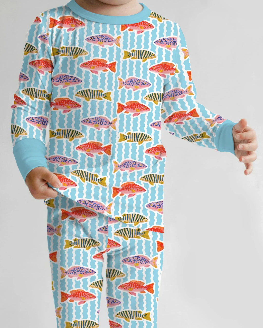 Preppy Fish Crew Bamboo Two Piece Long Sleeve Pajama Set