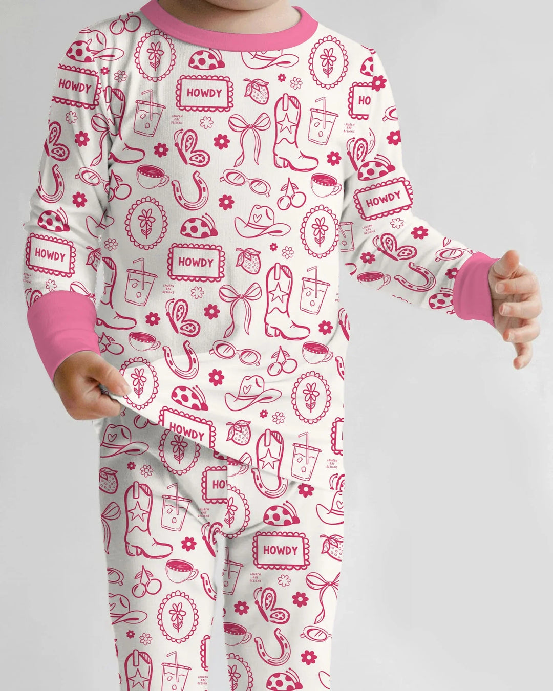 Doodle Wild West Cowgirl Bamboo Two Piece Long Sleeve Pajama Set
