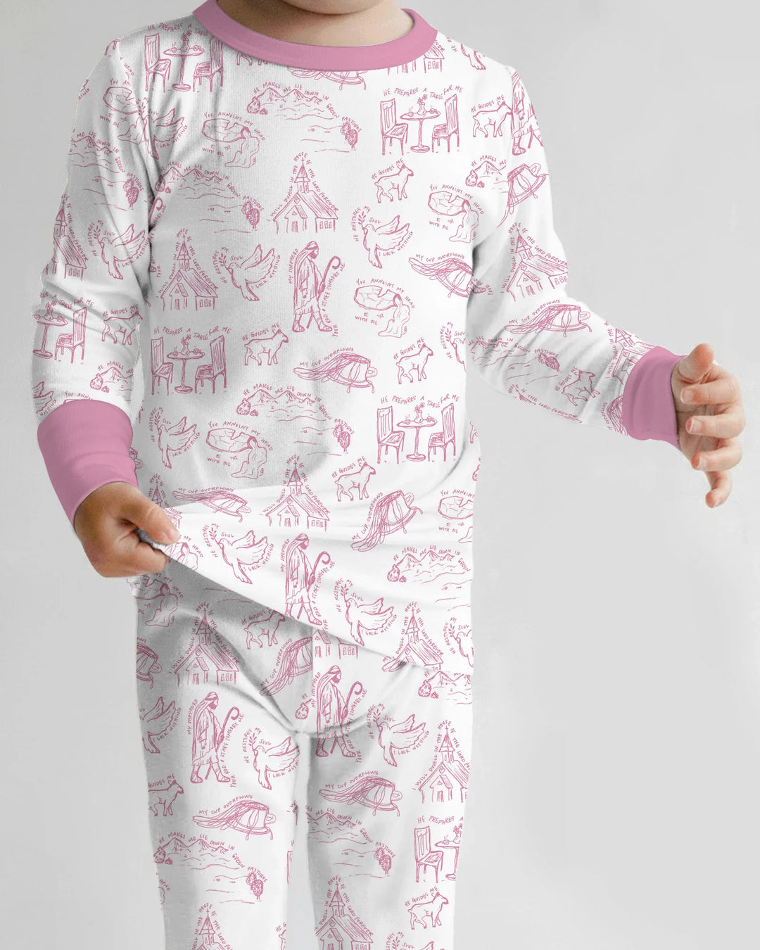 Psalm 23 Sketch Bamboo Two Piece Long Sleeve Pajama Set