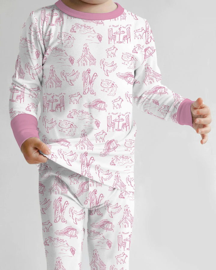 Psalm 23 Sketch Bamboo Two Piece Long Sleeve Pajama Set