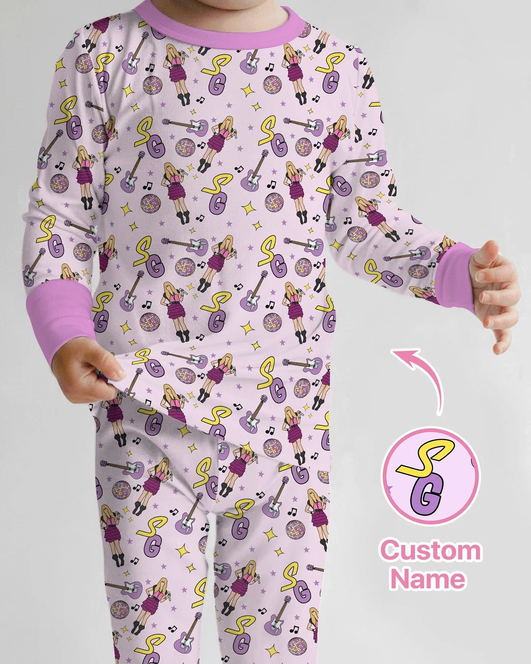 Custom Name Mini Rockstar Two Piece Long Sleeve Pajama Set
