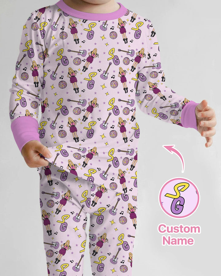 Custom Name Mini Rockstar Two Piece Long Sleeve Pajama Set