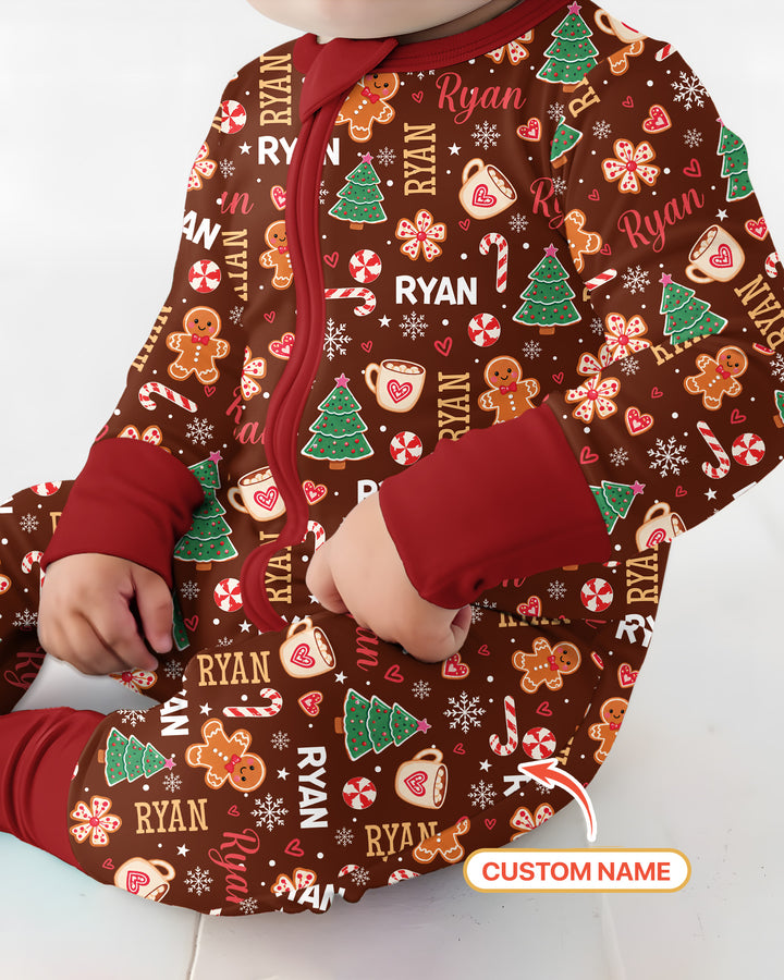 Custom Name Christmas Crew Family Matching Bamboo Convertible Zippy