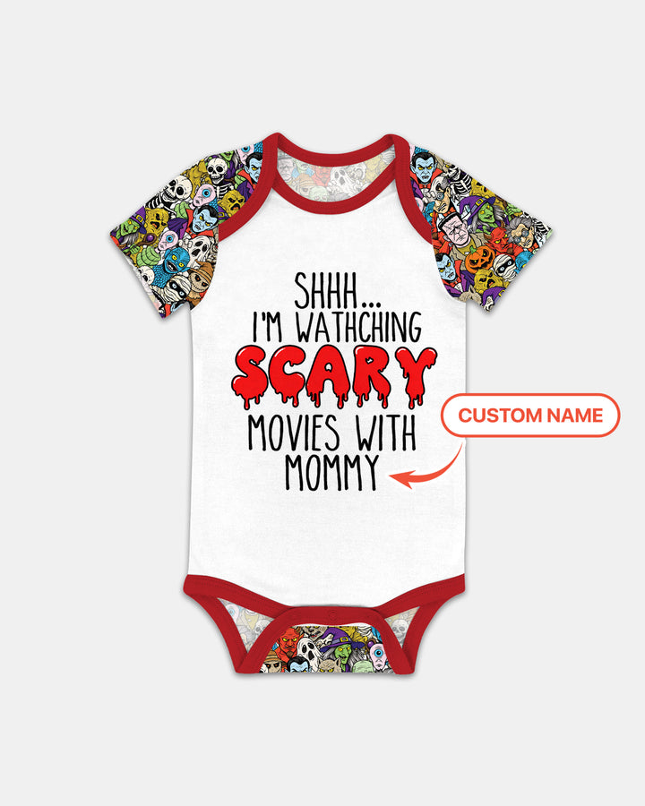 Personalized Shhh... I'm Watching Scary Movies With MOMMY Bamboo Bodysuit