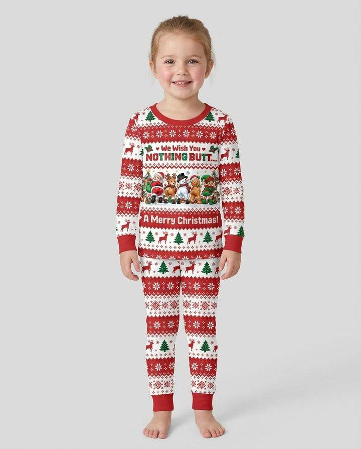 We Wish You Nothing Butt A Merry Christmas Bamboo Two Piece Long Sleeve Pajama Set