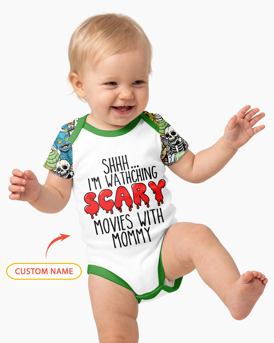 Personalized Shhh... I'm Watching Scary Movies With MOMMY Bamboo Bodysuit