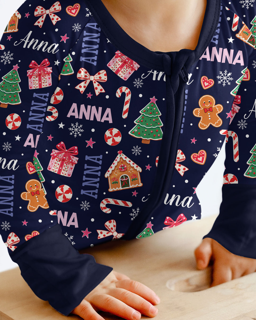 Custom Name Christmas Crew Family Matching Bamboo Convertible Zippy