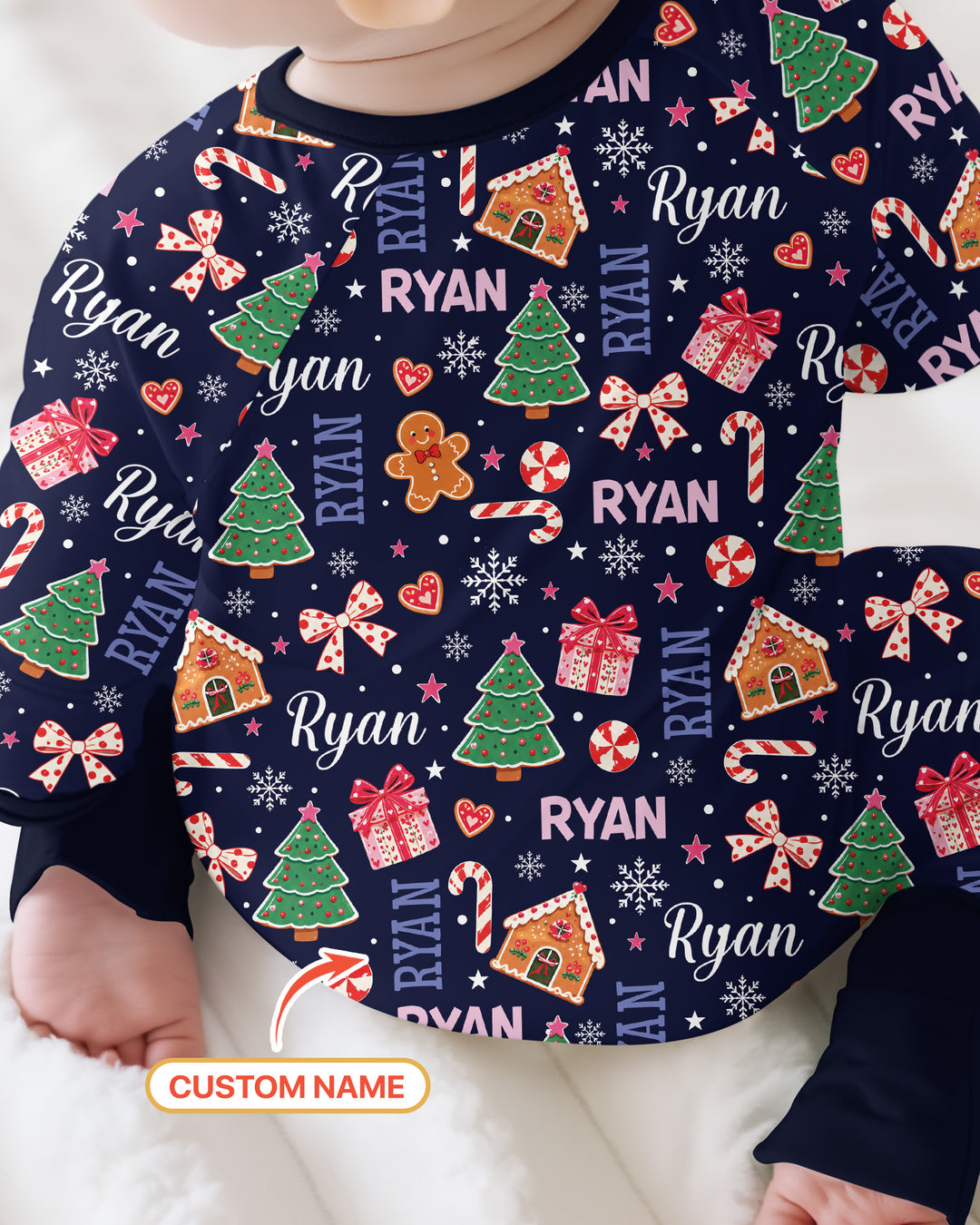 Custom Name Christmas Crew Family Matching Bamboo Convertible Zippy