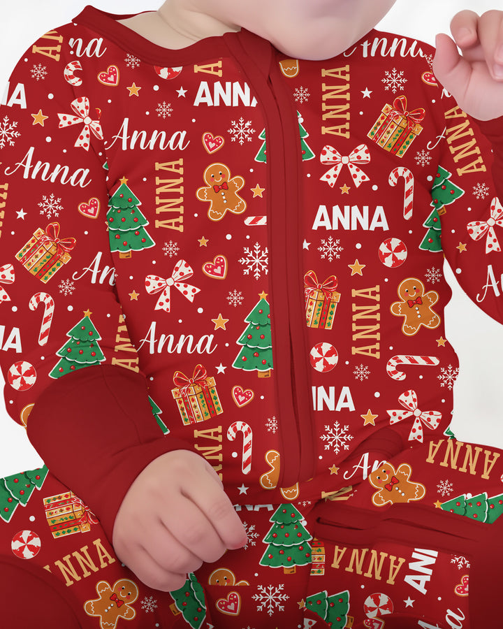 Custom Name Christmas Crew Family Matching Bamboo Convertible Zippy