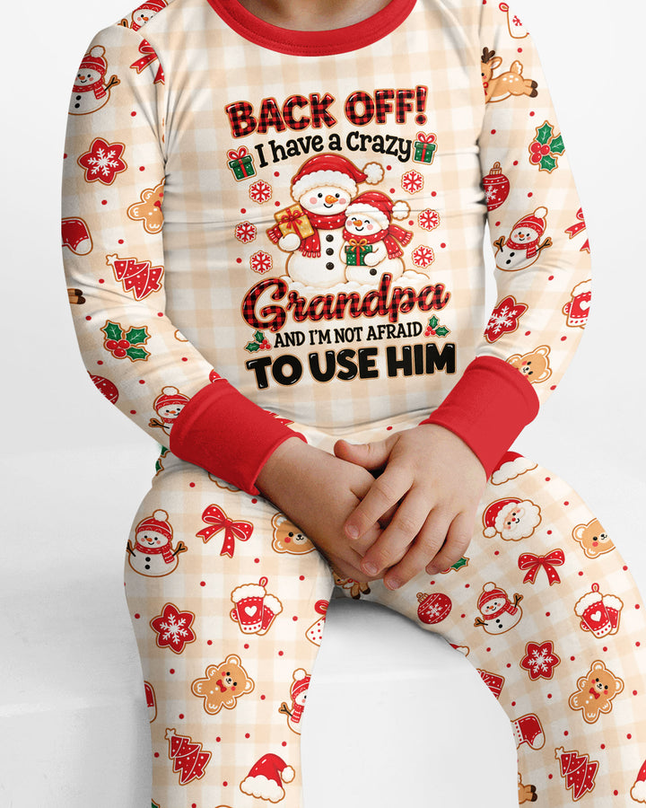 Back Off I Have A Crazy Grandpa Bamboo Two Piece Long Sleeve Pajama Set