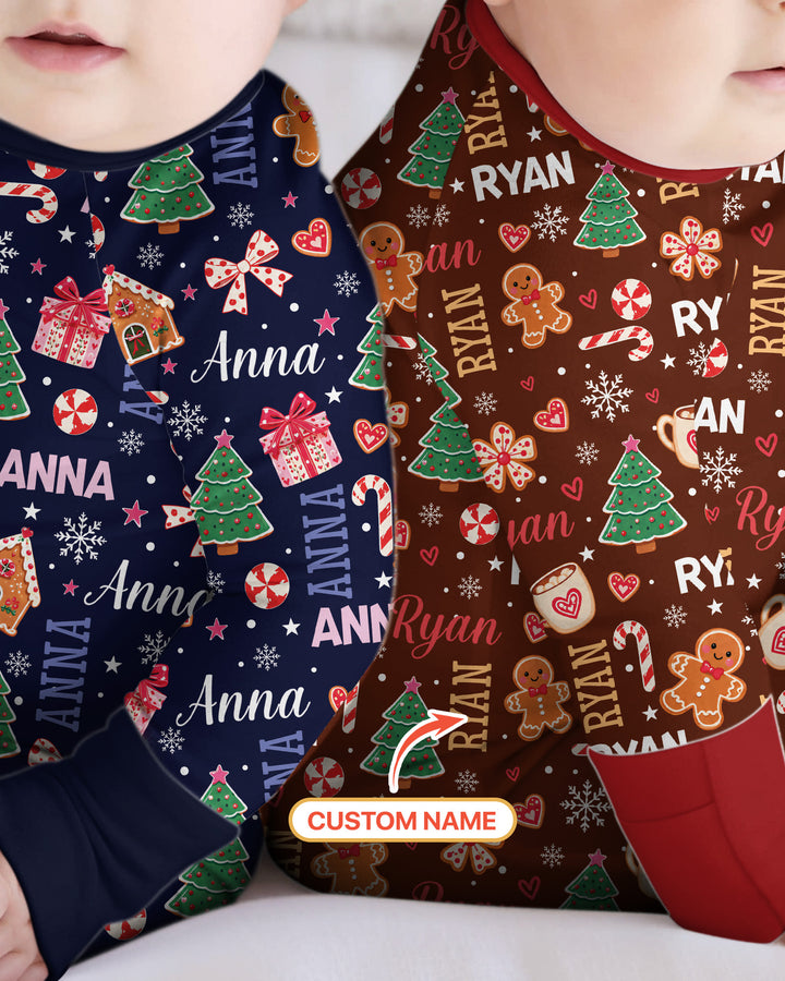 Custom Name Christmas Crew Family Matching Bamboo Convertible Zippy