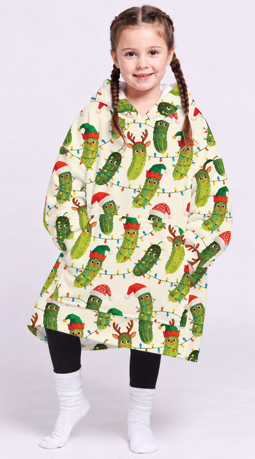 Cheerful Christmas Pickle Bamboo Blanket Hoodie