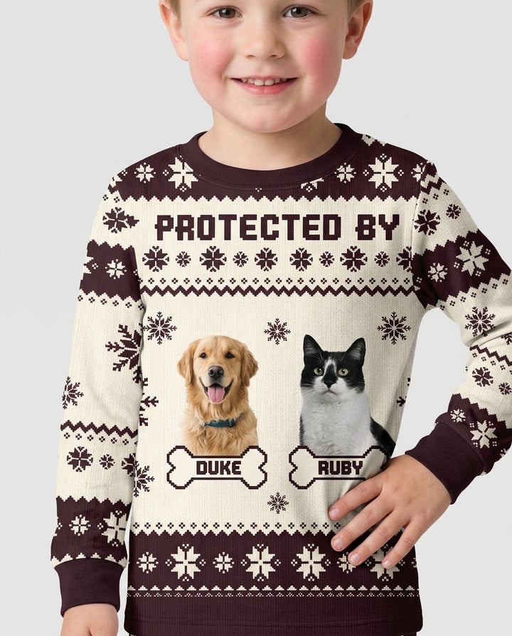 Custom Photo Protected By Pet Bamboo Two Piece Long Sleeve Pajama Set