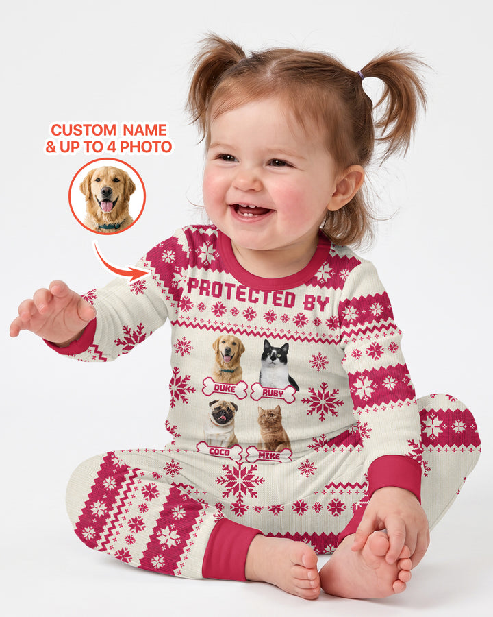 Custom Photo Protected By Pet Bamboo Two Piece Long Sleeve Pajama Set