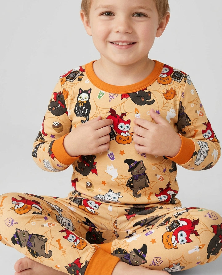 Spooky Kittie Bamboo Two Piece Long Sleeve Pajama Set