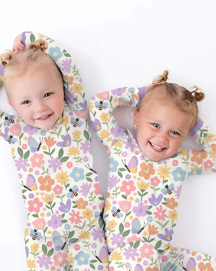 Flower Gardens Bamboo Two Piece Long Sleeve Pajama Set