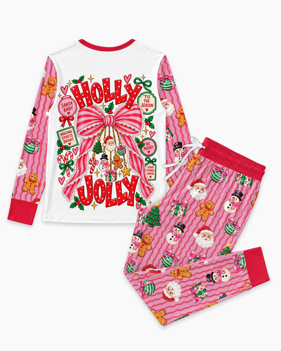 Holly Jolly Custom Name Mommy & Me Matching Bamboo Women Pajama Set