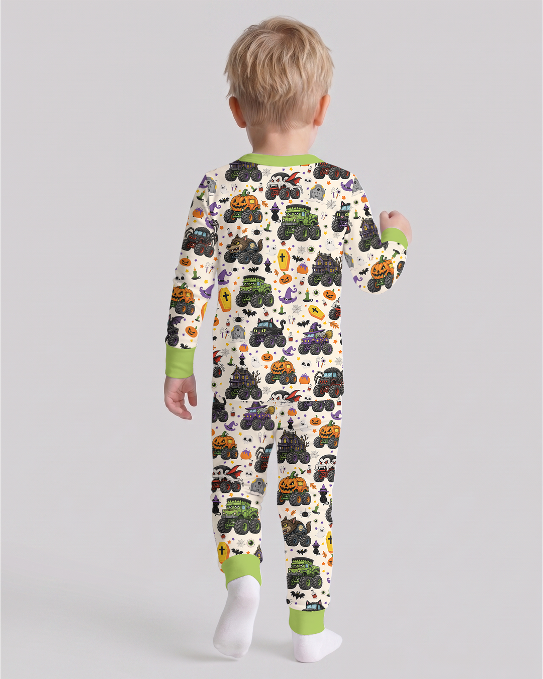 Spooky Monster Truck Bamboo Two Piece Long Sleeve Pajama Set