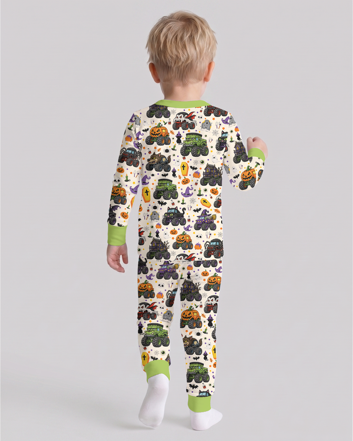 Spooky Monster Truck Bamboo Two Piece Long Sleeve Pajama Set