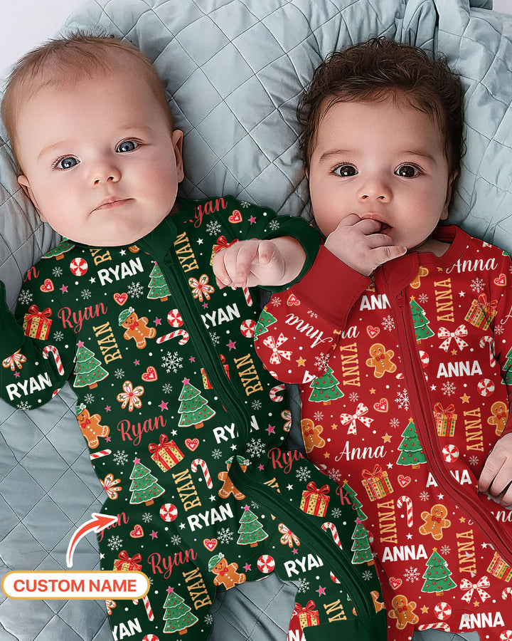 Custom Name Christmas Crew Family Matching Bamboo Convertible Zippy