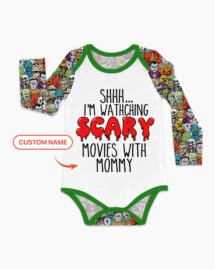 Personalized Shhh... I'm Watching Scary Movies With MOMMY Bamboo Bodysuit