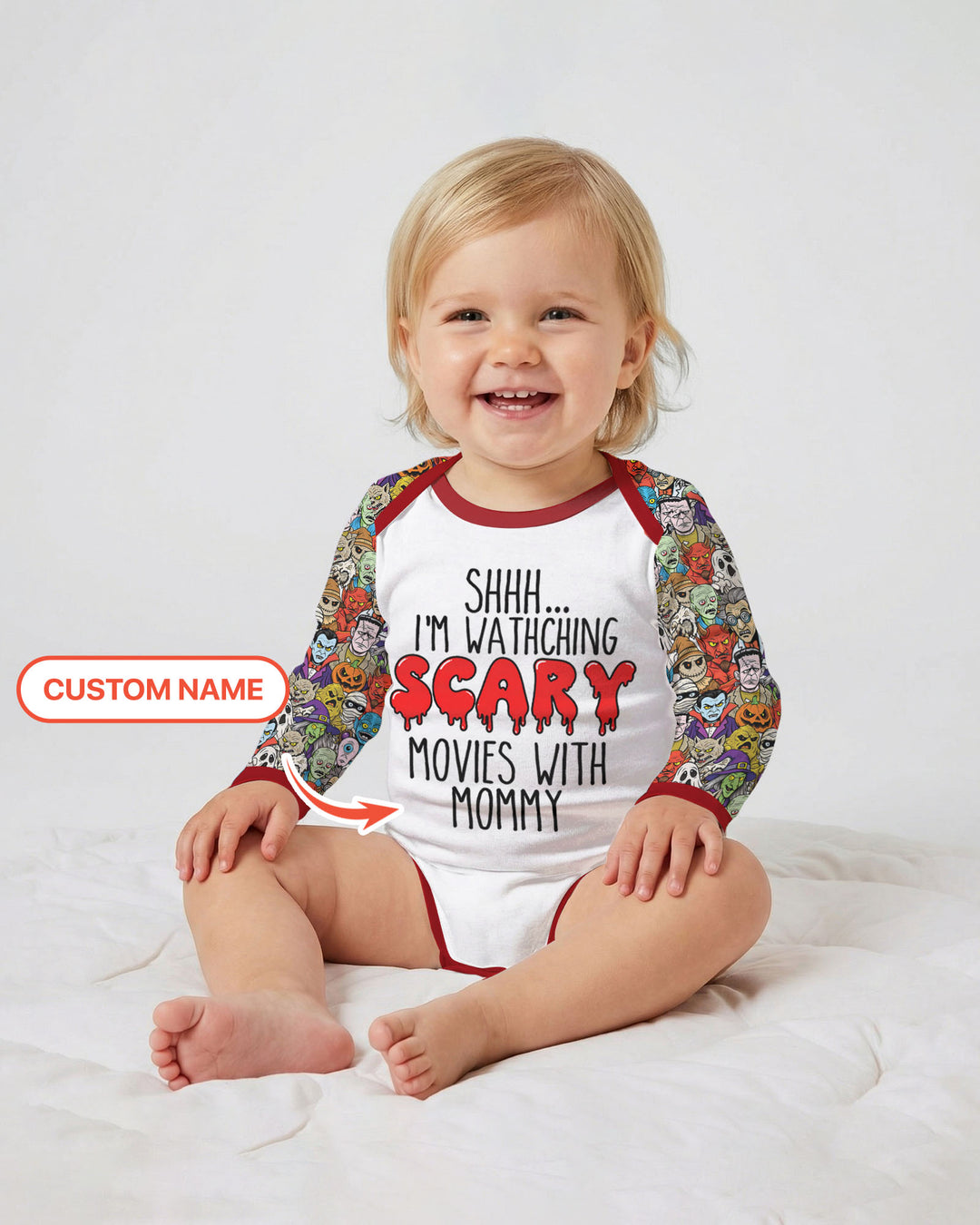 Personalized Shhh... I'm Watching Scary Movies With MOMMY Bamboo Bodysuit